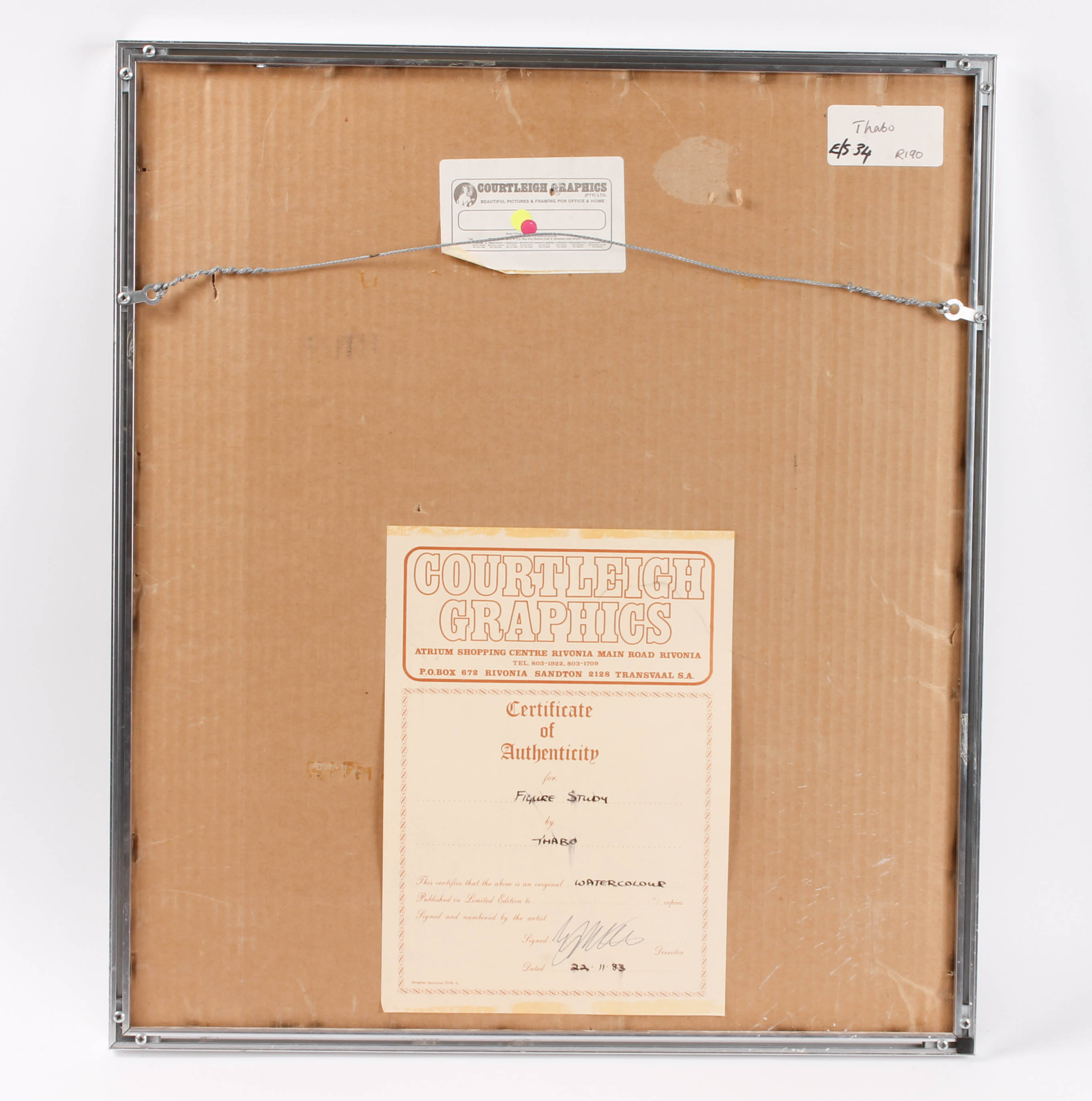 Thabo Signed Watercolor Painting "Figure Study"