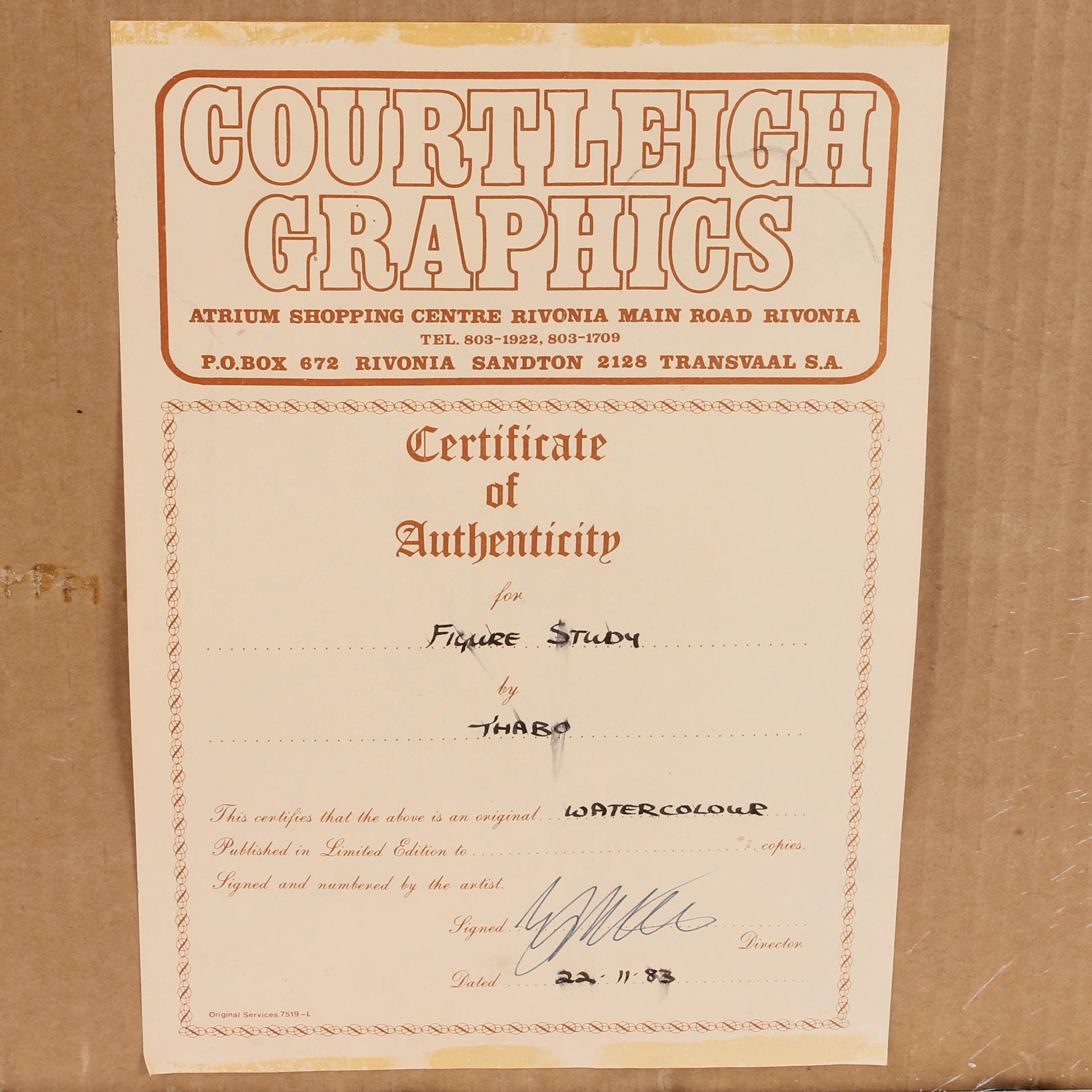 Thabo Signed Watercolor Painting "Figure Study"