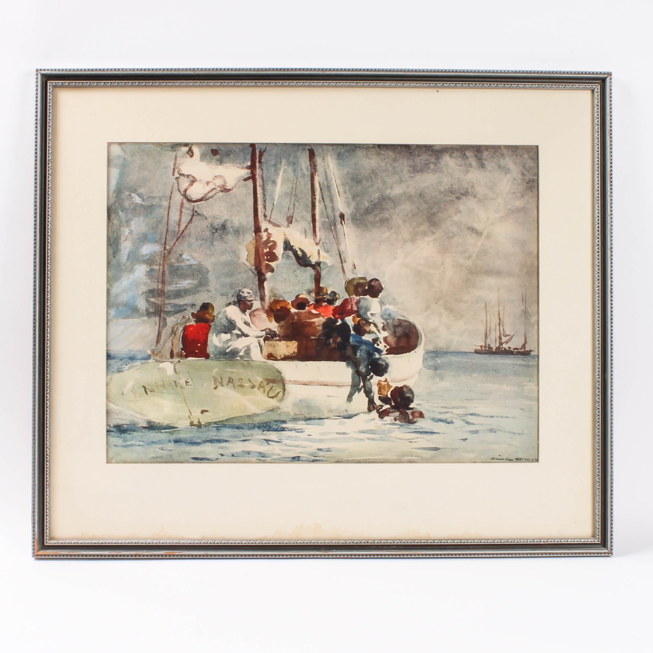 Winslow Homer Collotype Print "Sponge Fishing, Bahamas"