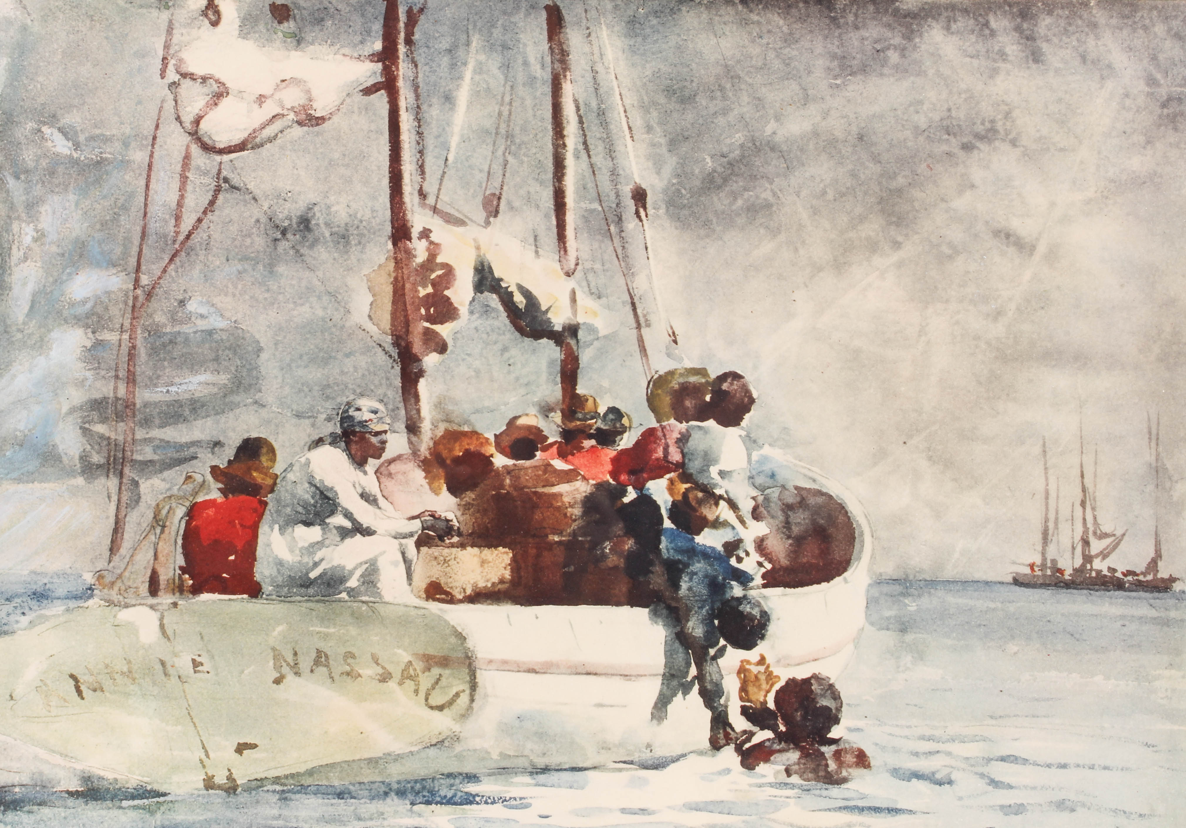Winslow Homer Collotype Print "Sponge Fishing, Bahamas"