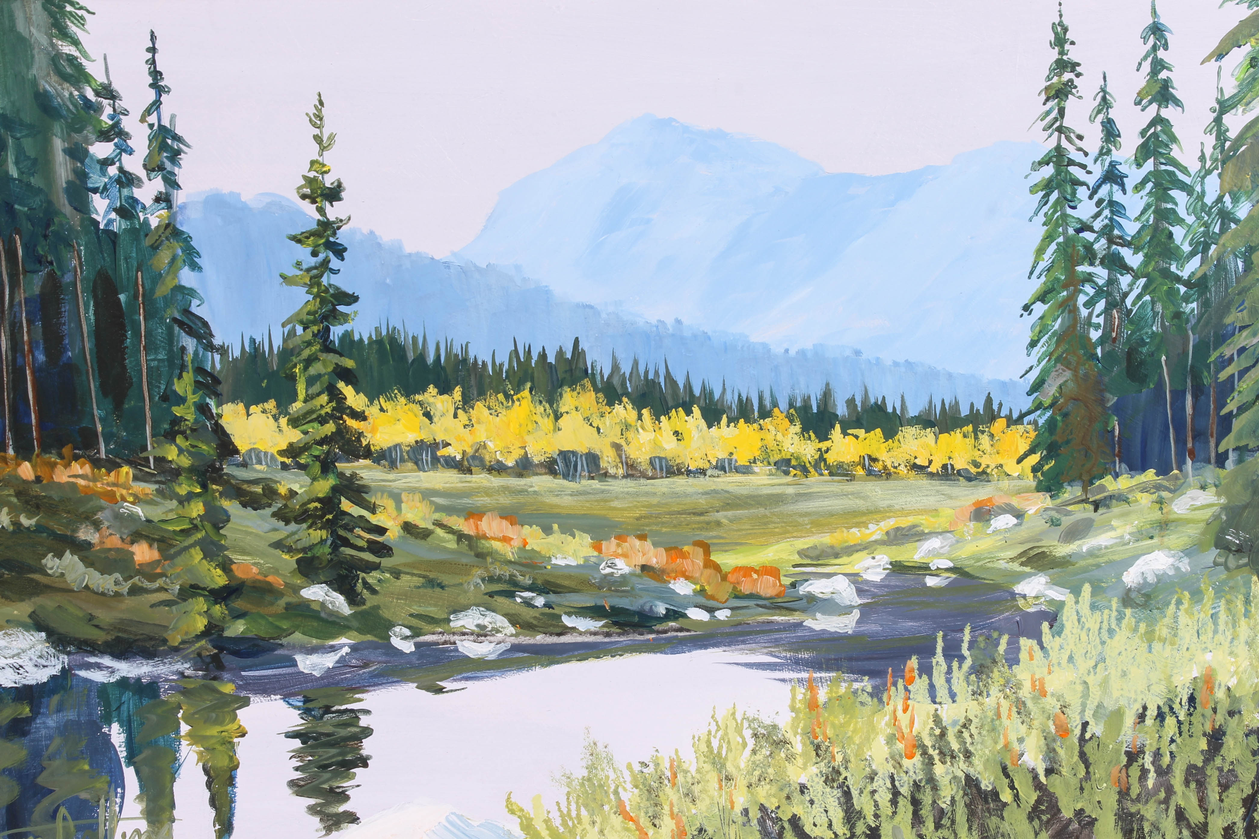 Collection of Acrylic and Oil Landscape Paintings by Various Artists