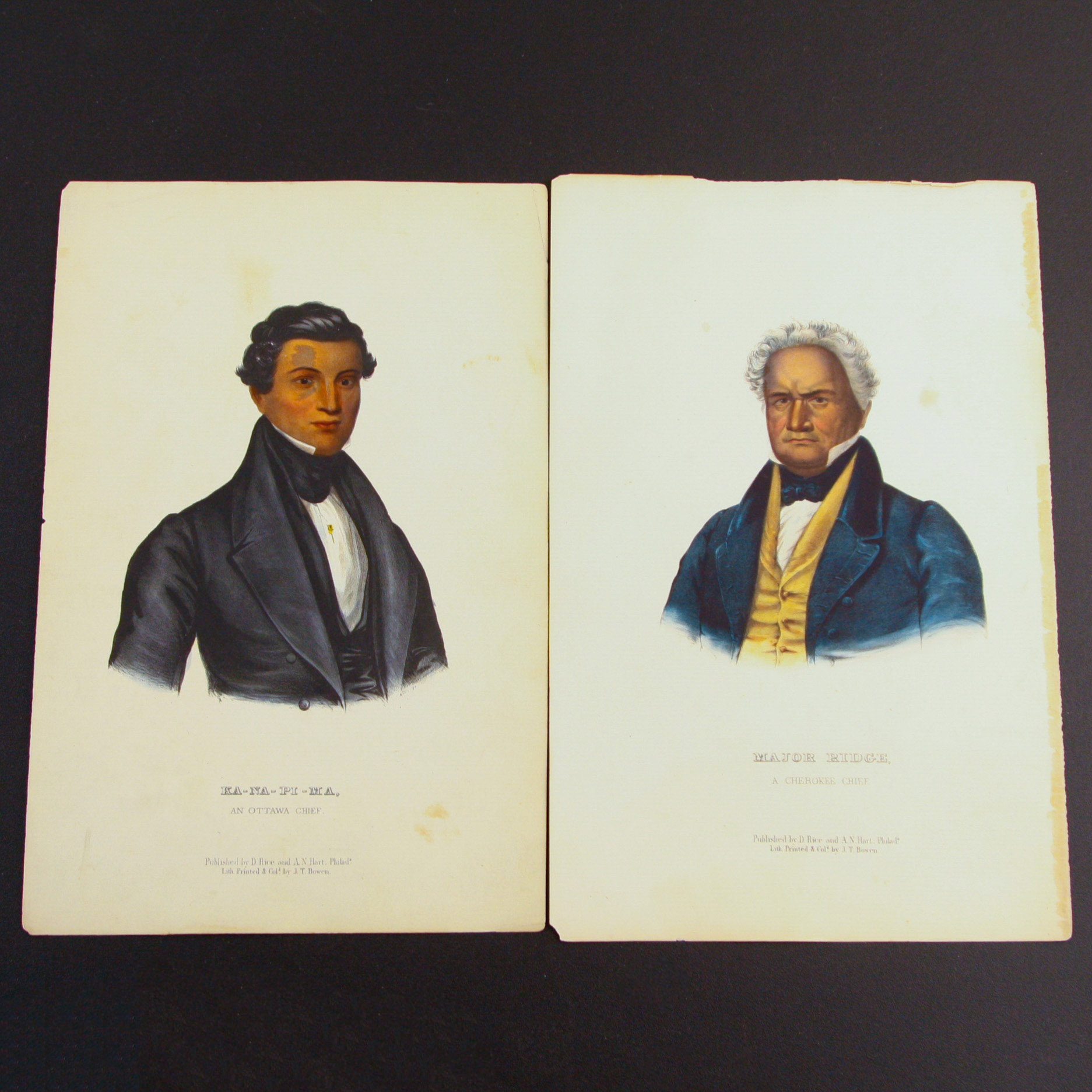 Pair of McKenney and Hall Hand-Colored Folio Lithographs of Native American Chiefs