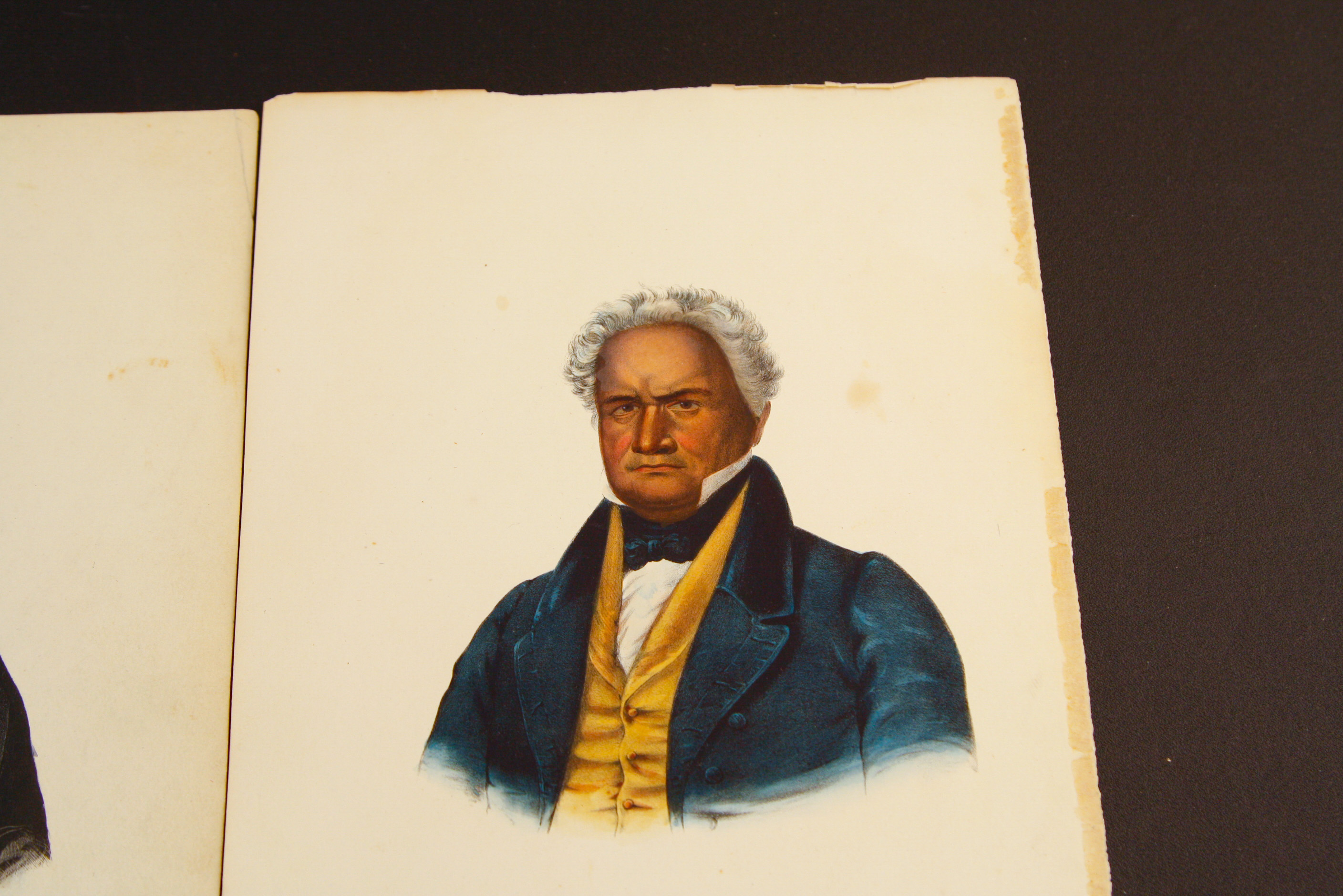 Pair of McKenney and Hall Hand-Colored Folio Lithographs of Native American Chiefs