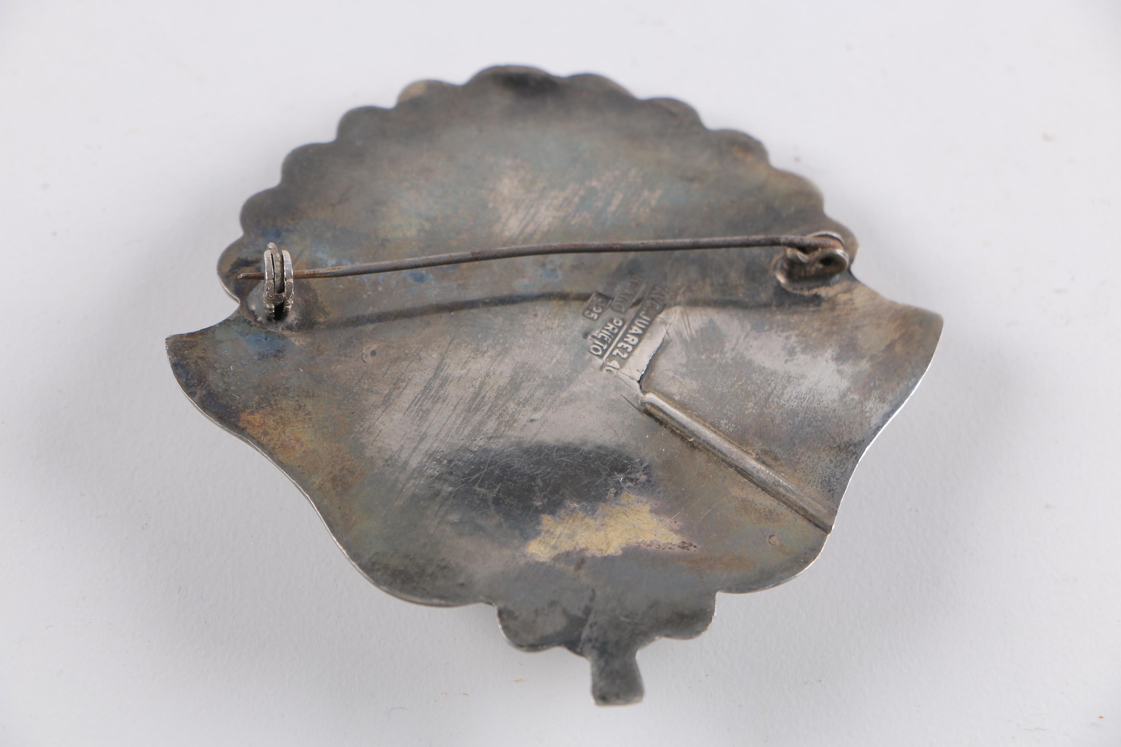 Sterling Silver Jewelry Including Earrings, Brooch, and Link Bracelet