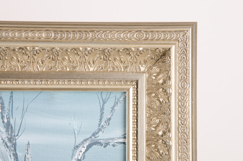 B.M. Ewers Jr. Original Oil Painting On Canvas Depicting Wintry Wooded Landscape