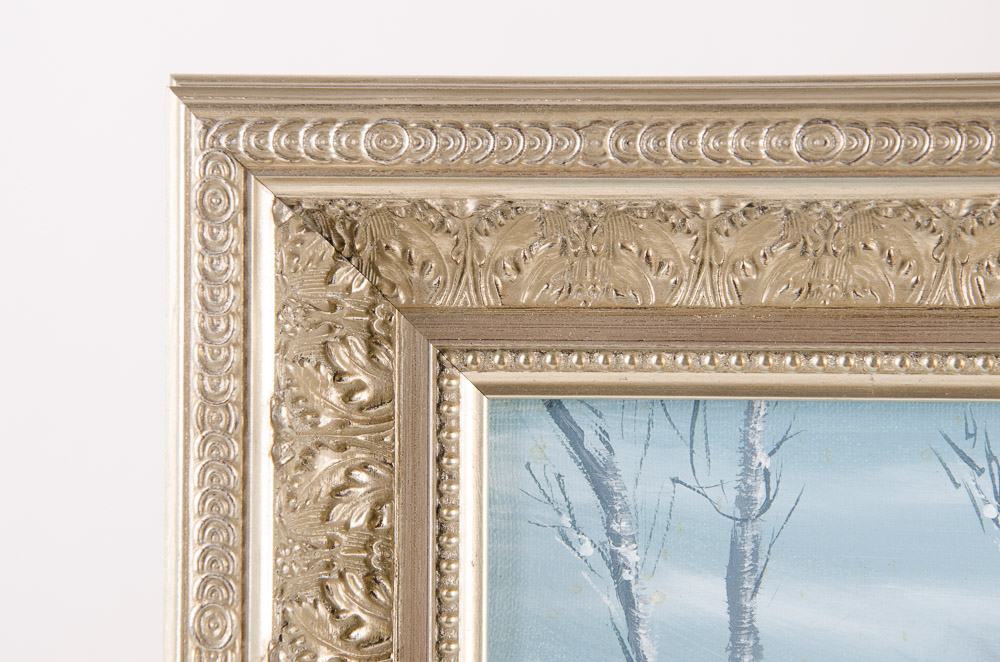 B.M. Ewers Jr. Original Oil Painting On Canvas Depicting Wintry Wooded Landscape