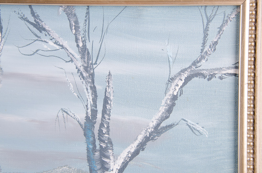 B.M. Ewers Jr. Original Oil Painting On Canvas Depicting Wintry Wooded Landscape