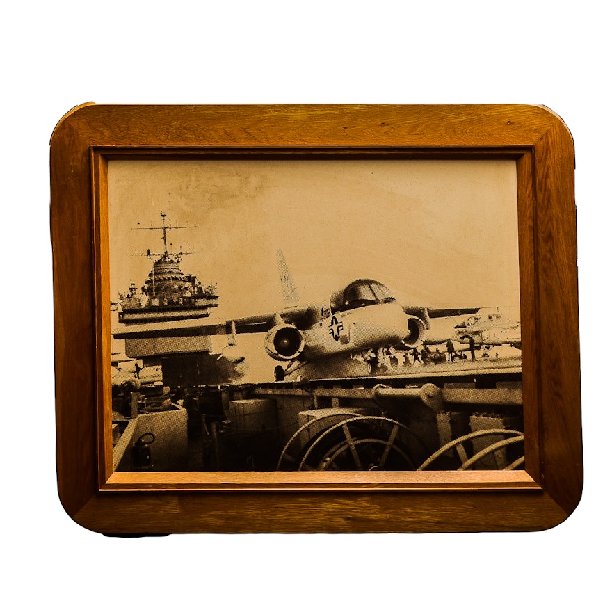 Oak Framed Lockheed Lithograph Photo