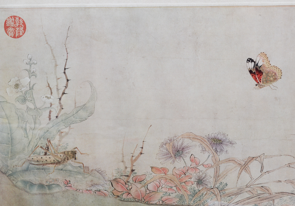 Framed Chinese Offset Lithograph After "Butterflies Sketched From Life" by Zhao Chang