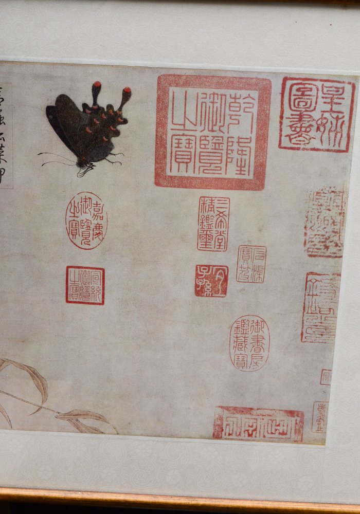 Framed Chinese Offset Lithograph After "Butterflies Sketched From Life" by Zhao Chang