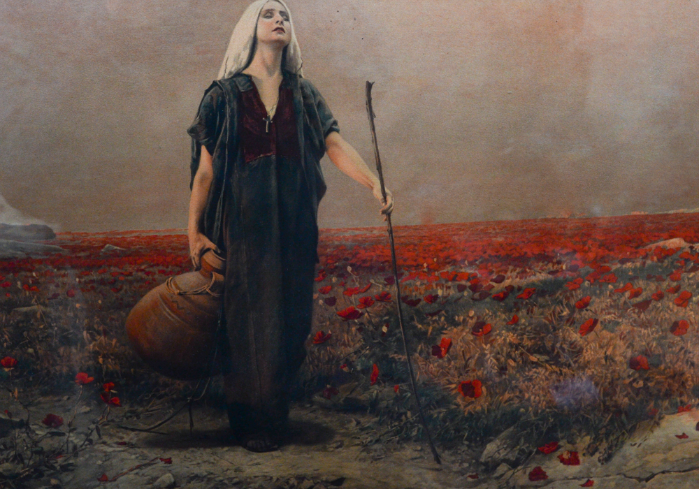 After Bruno Piglhein Lithograph "The Blind Woman in Poppy Field"
