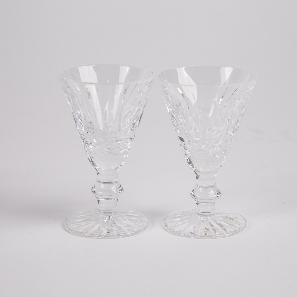 Pair of Waterford Glasses and Sterling Silver Plates