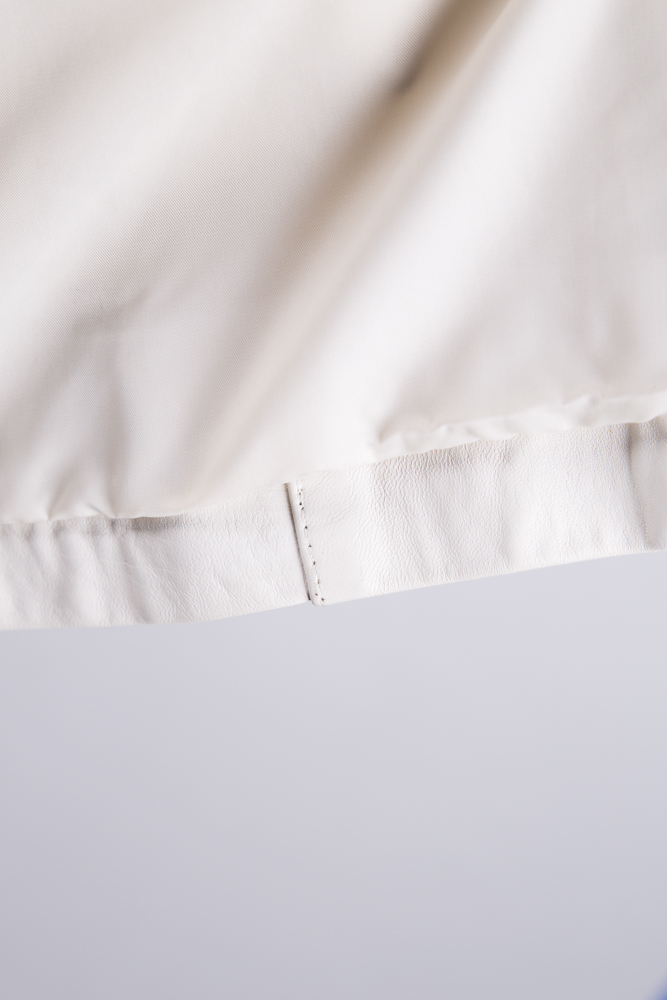 White Leather Coat with Fox Fur Collar