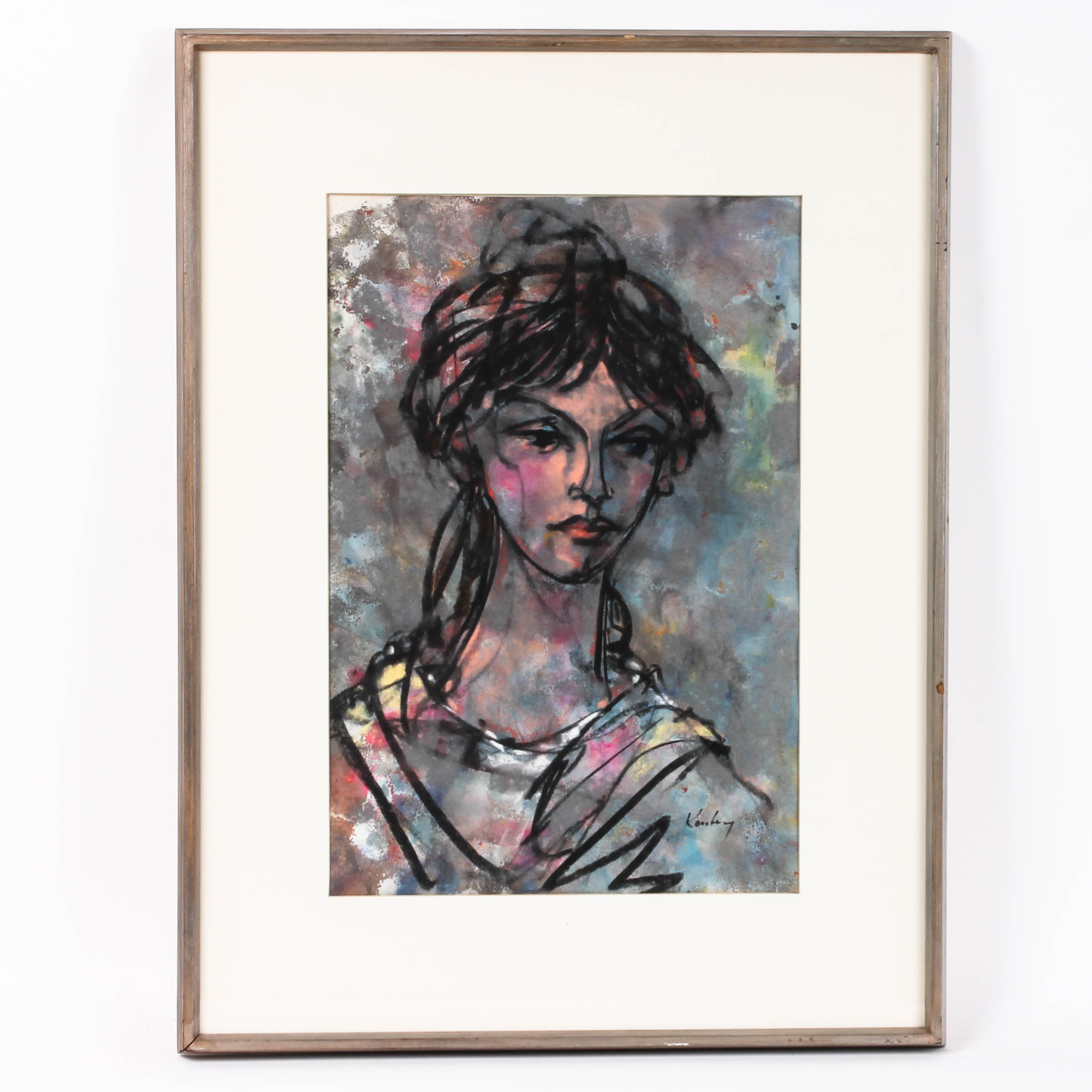 Pawel (Paul) Kontny Original Pastel Drawing of a Woman