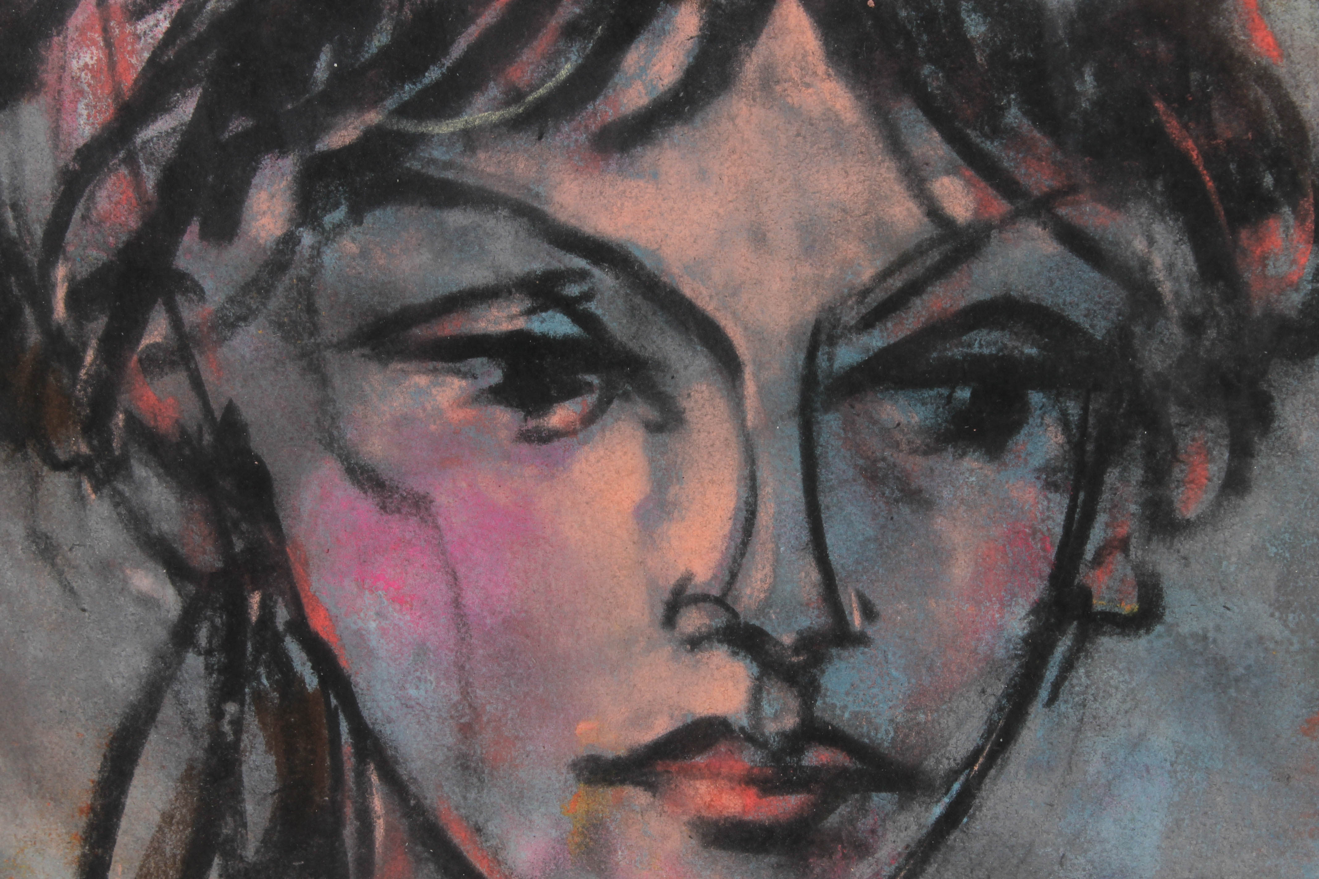 Pawel (Paul) Kontny Original Pastel Drawing of a Woman