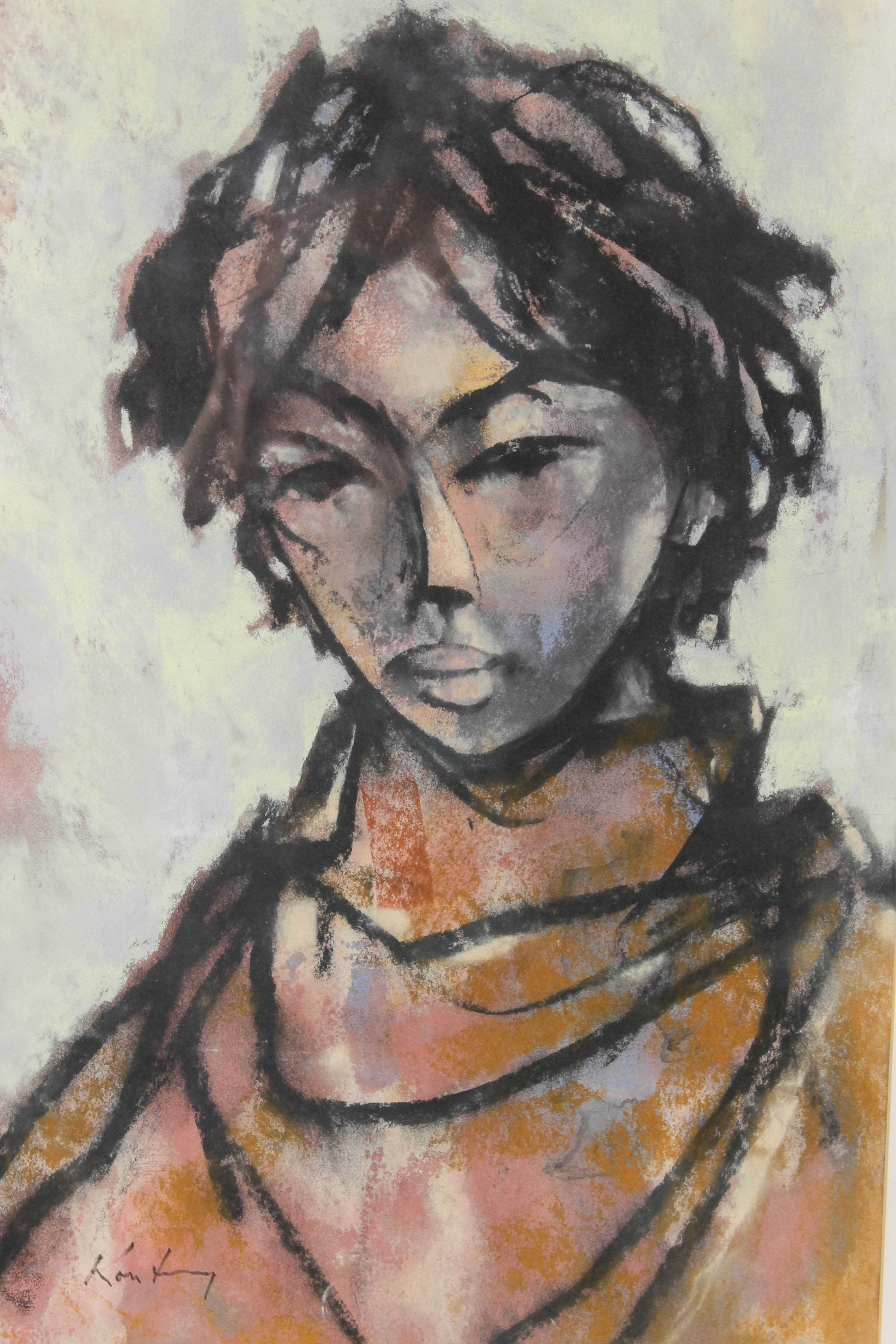 Pawel (Paul) Kontny Original Pastel Drawing of a Young Man