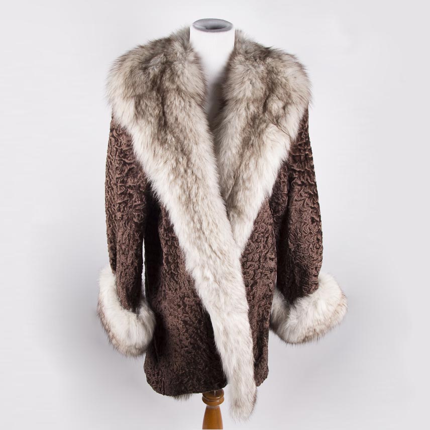 Revillon Lamb and Fox Fur Coat