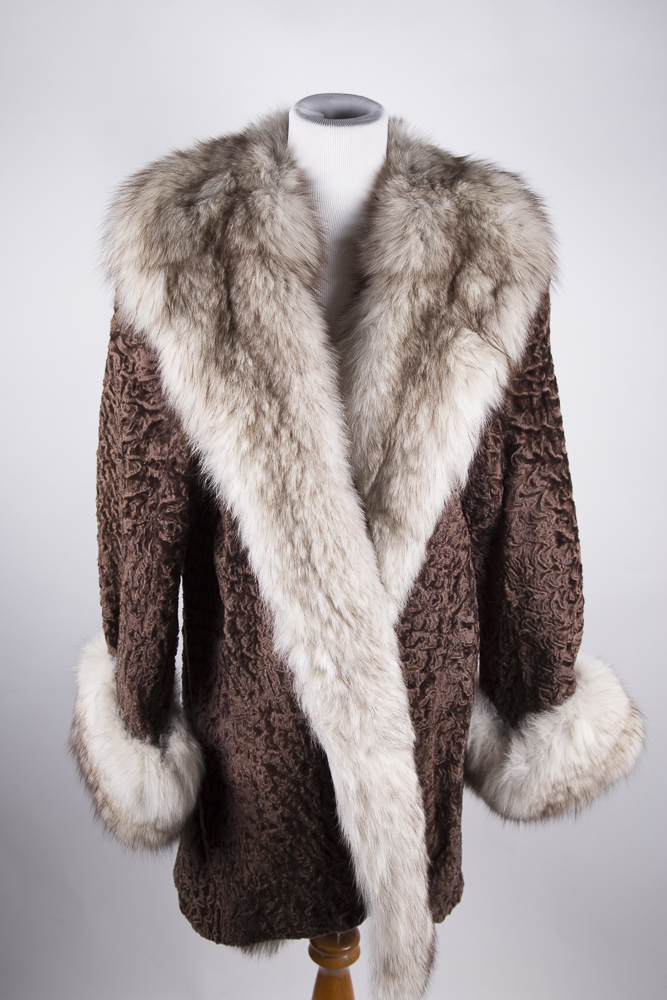 Revillon Lamb and Fox Fur Coat