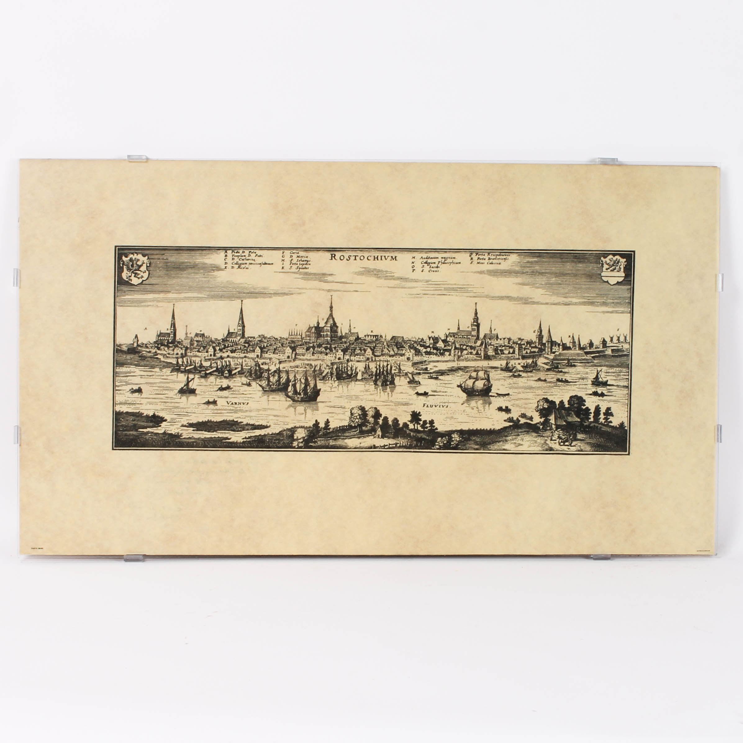 Engraving Warnow Bank in Rostock, Germany