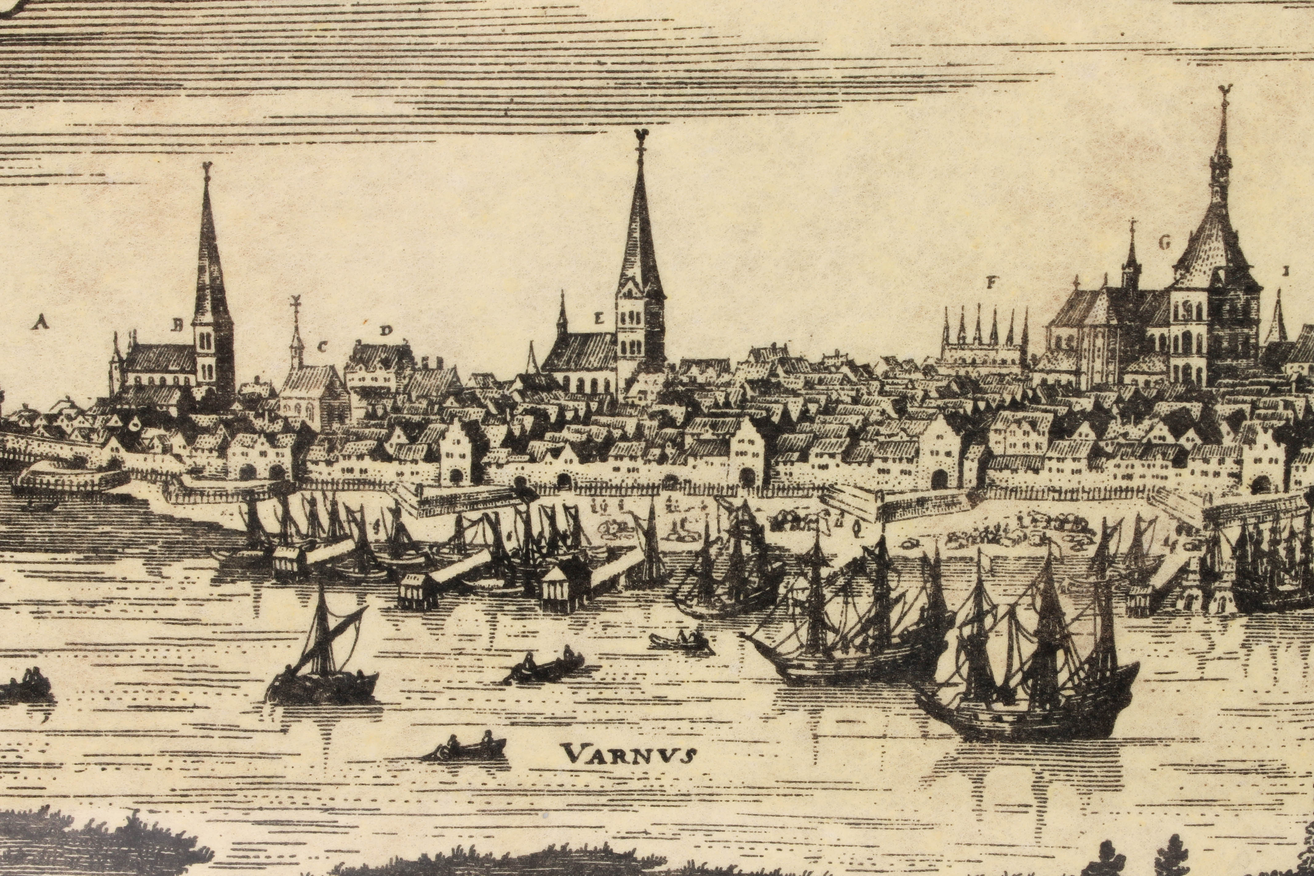 Engraving Warnow Bank in Rostock, Germany