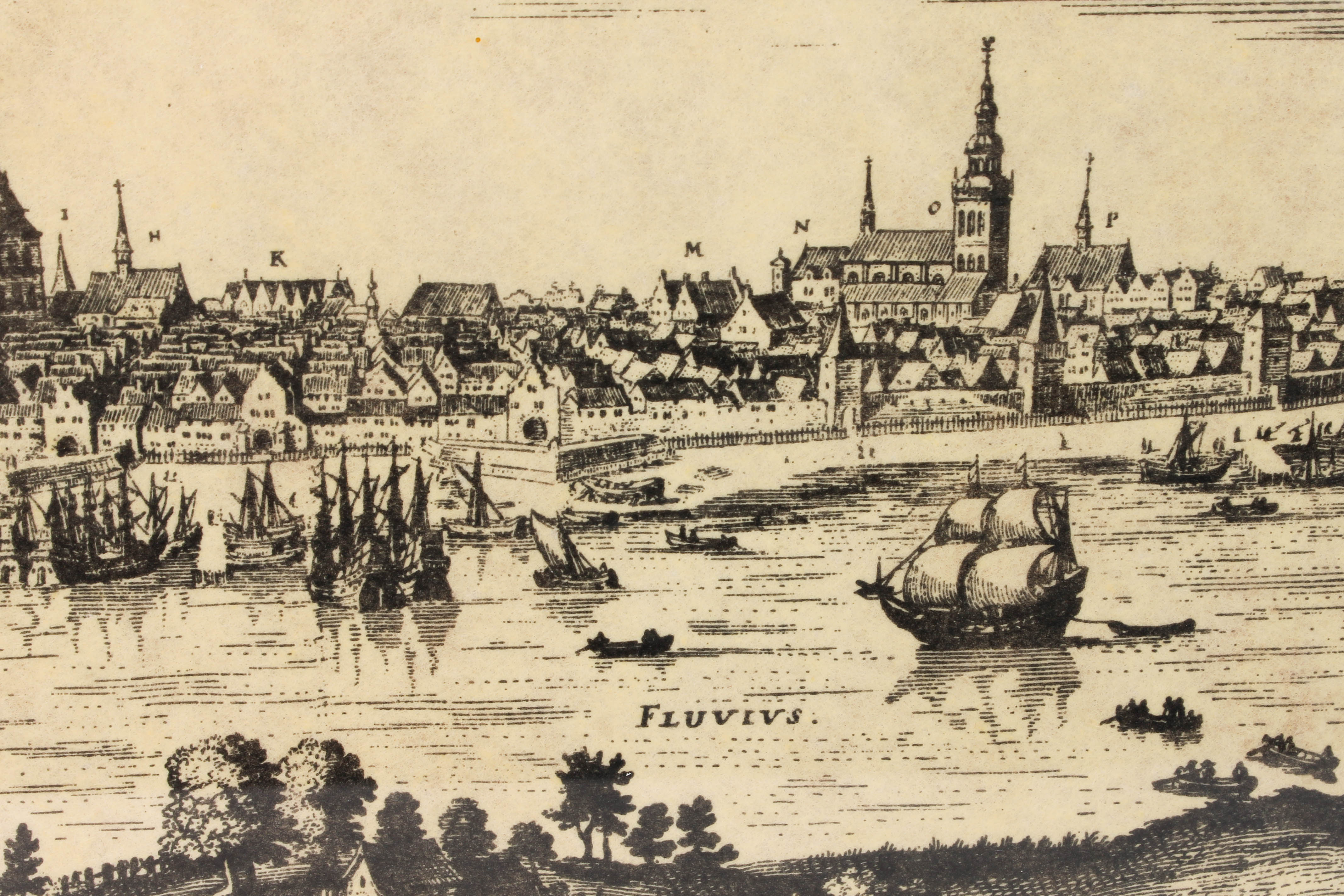 Engraving Warnow Bank in Rostock, Germany