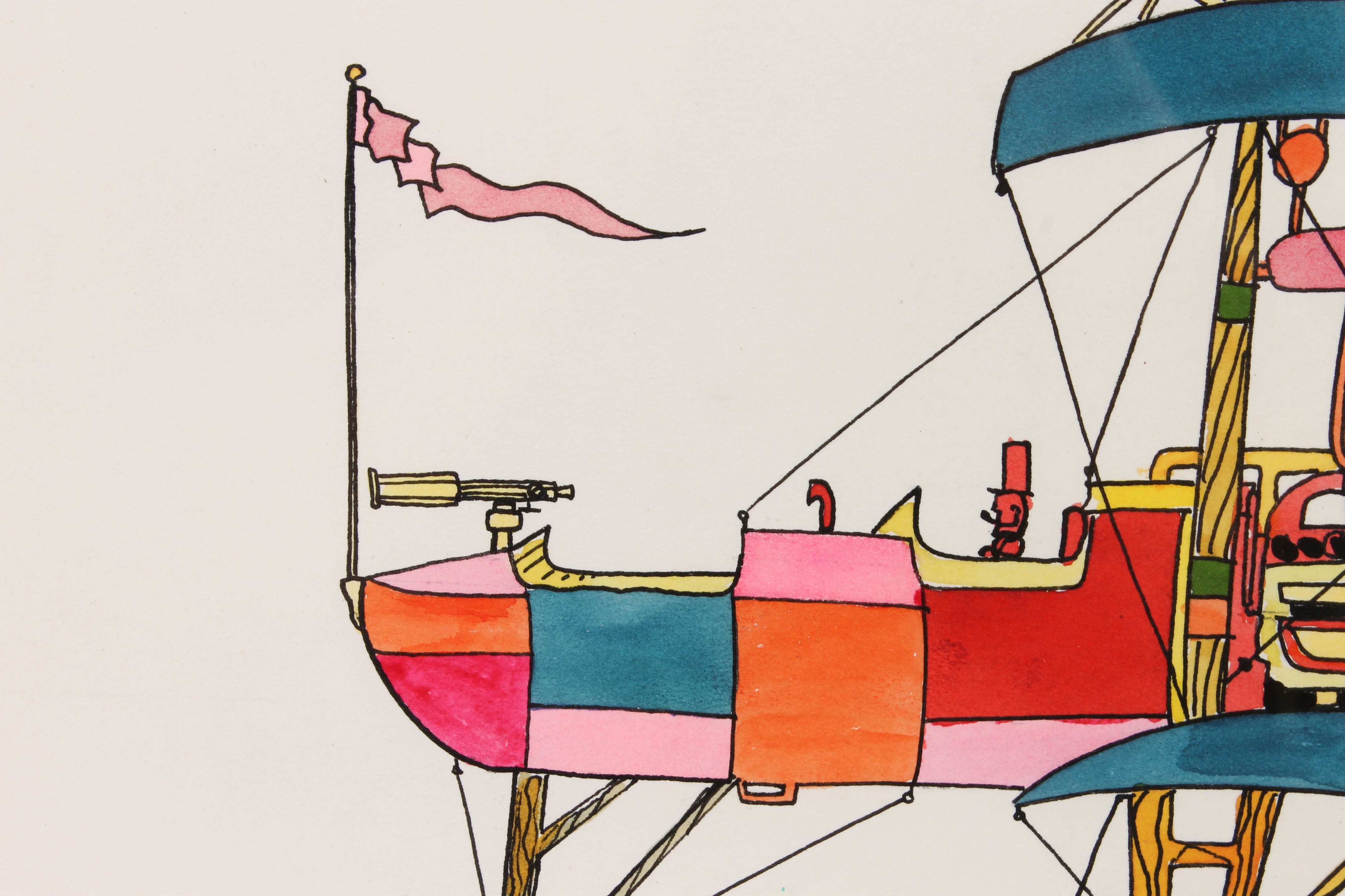 Verne Elliot Pen and Ink Drawing of an Airplane