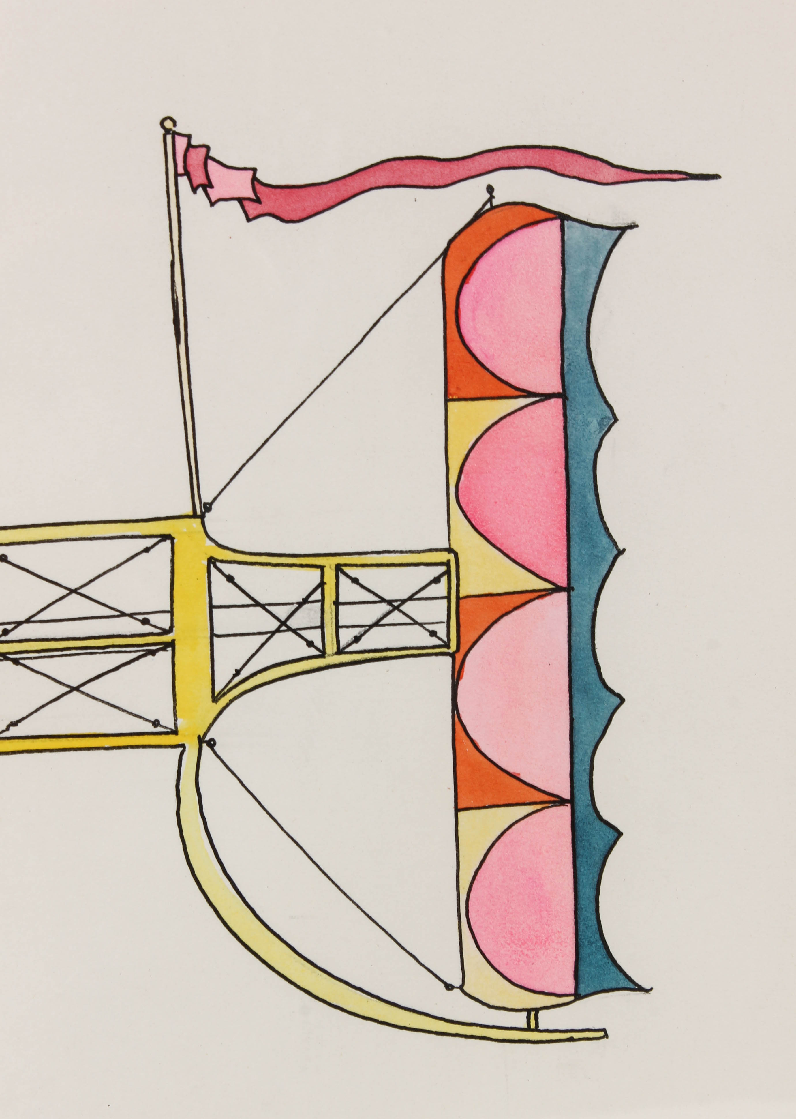 Verne Elliot Pen and Ink Drawing of an Airplane