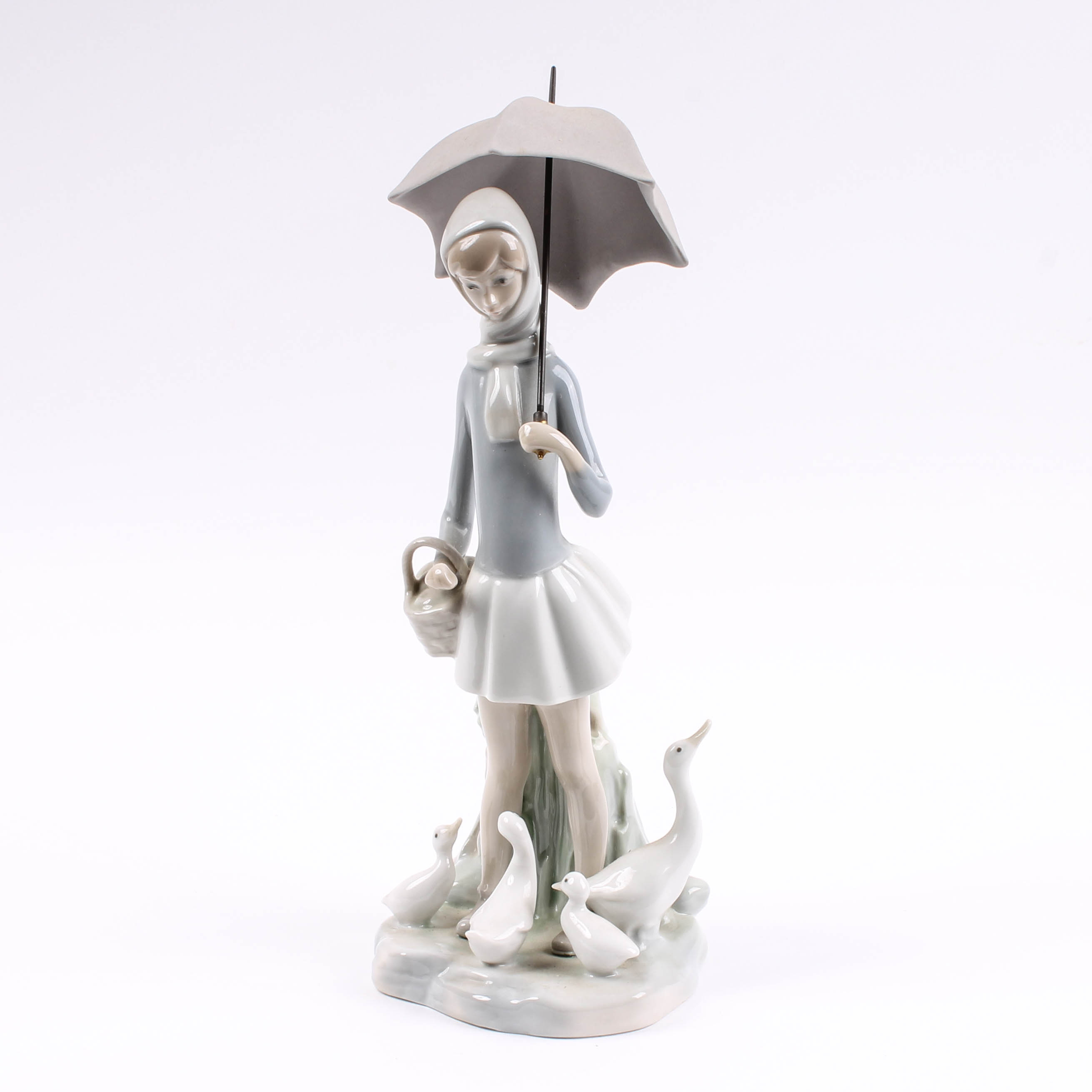 Lladro "Girl with Umbrella and Geese" Figurine