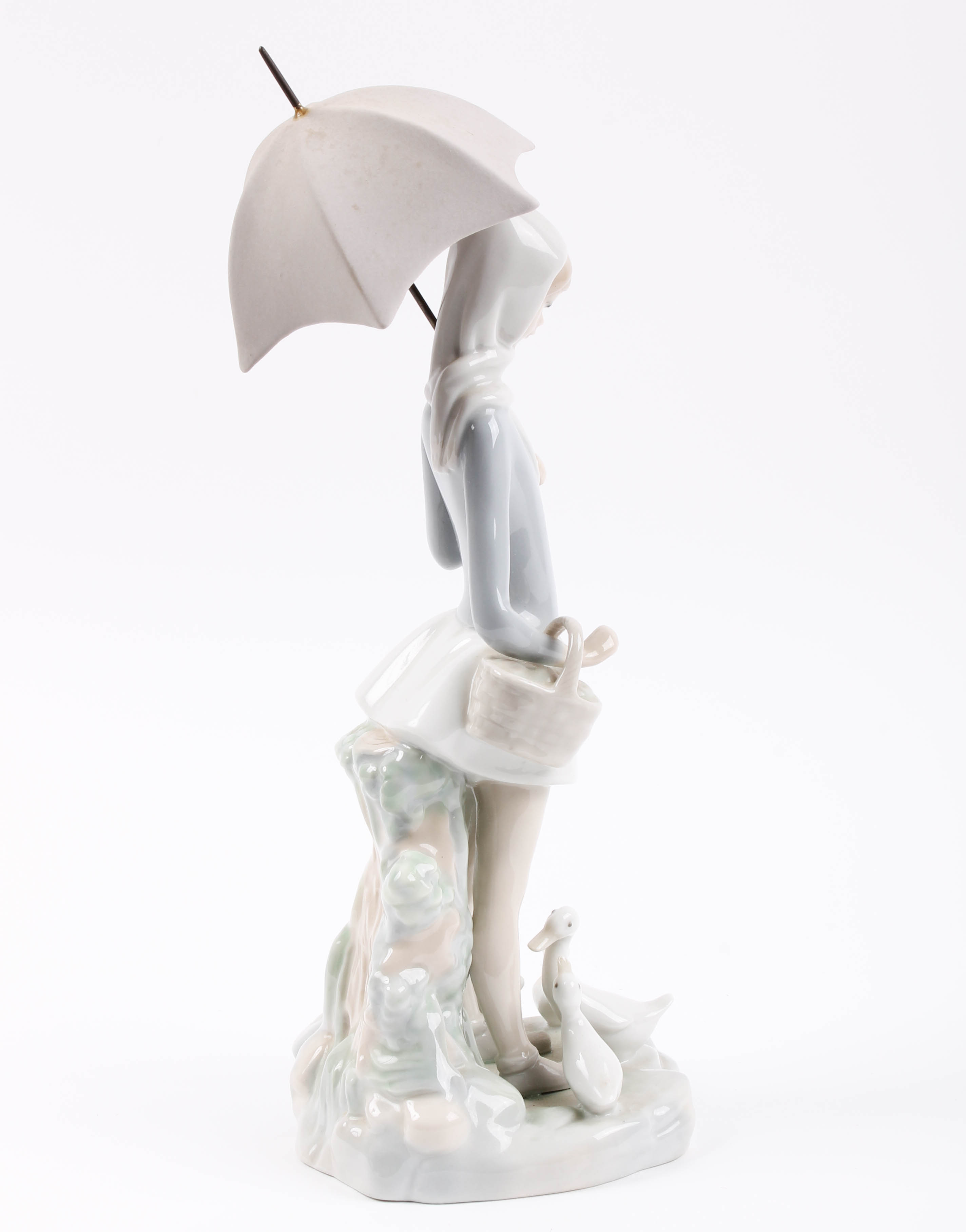 Lladro "Girl with Umbrella and Geese" Figurine
