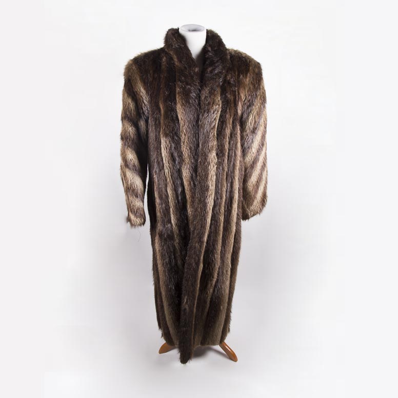Miller Brothers Full Length Brown Fur Coat with Hat