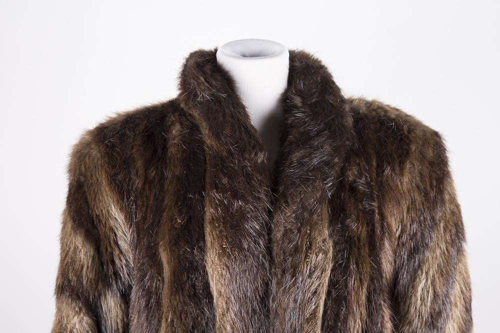 Miller Brothers Full Length Brown Fur Coat with Hat
