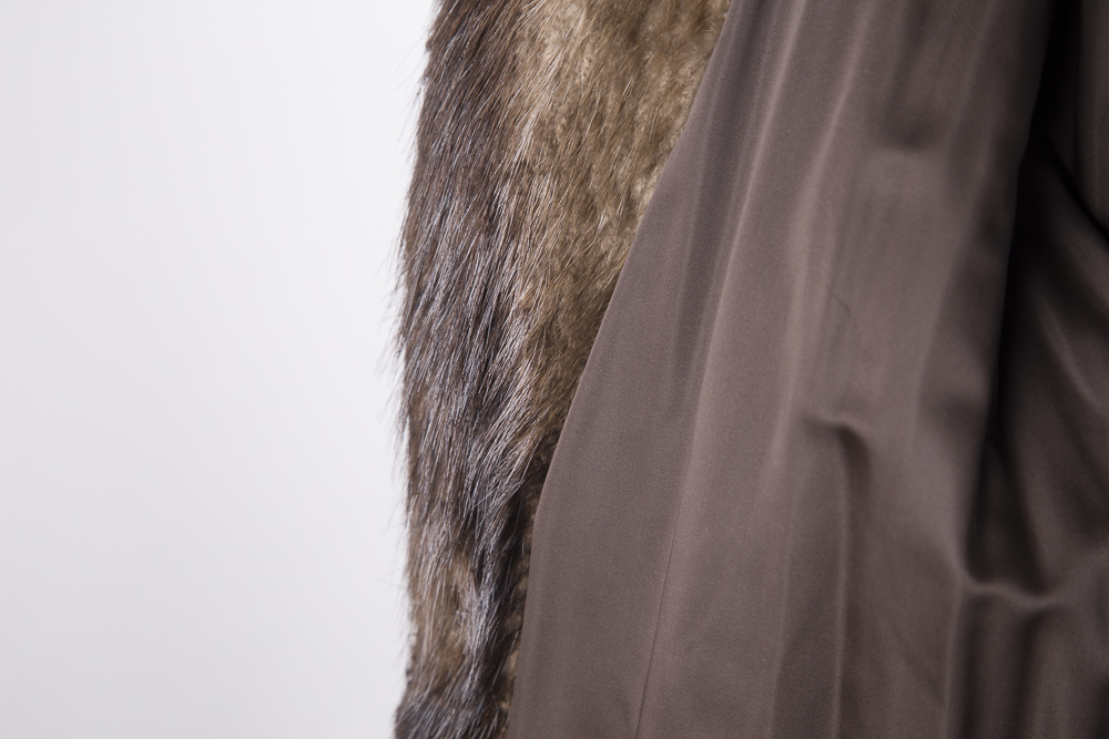 Miller Brothers Full Length Brown Fur Coat with Hat