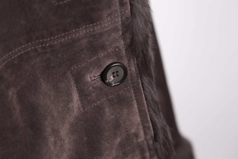 Women's Suede Jacket with Fur Collar