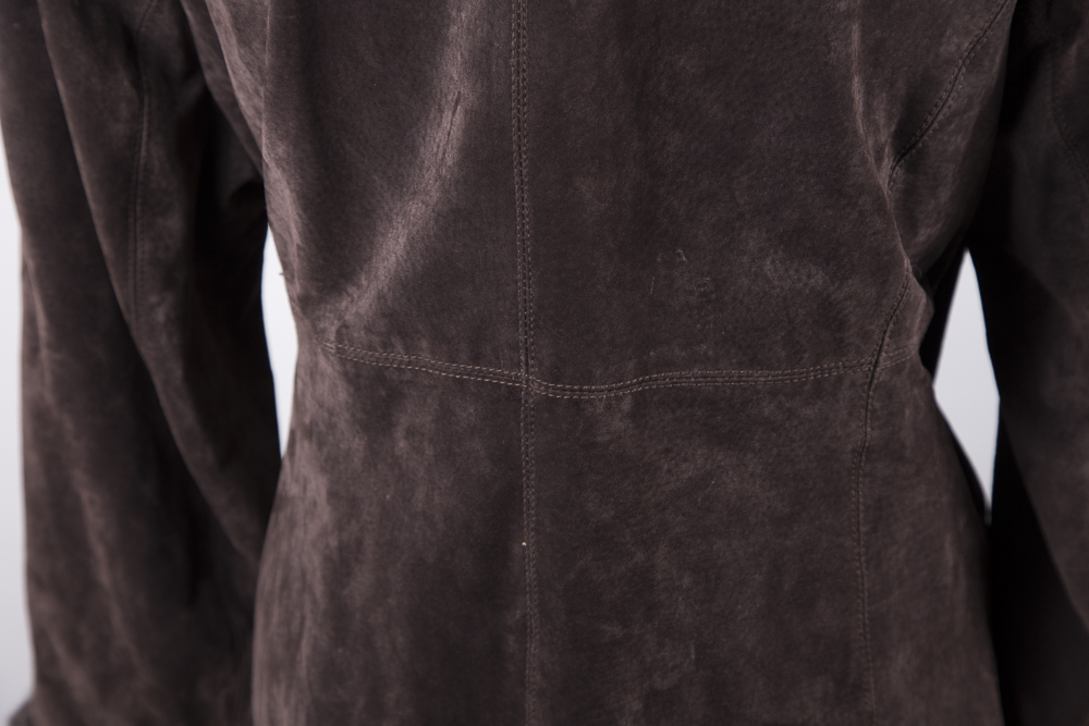 Women's Suede Jacket with Fur Collar