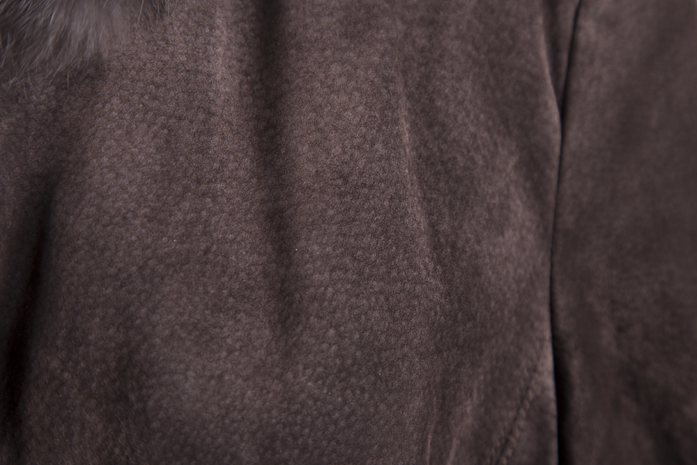 Women's Suede Jacket with Fur Collar