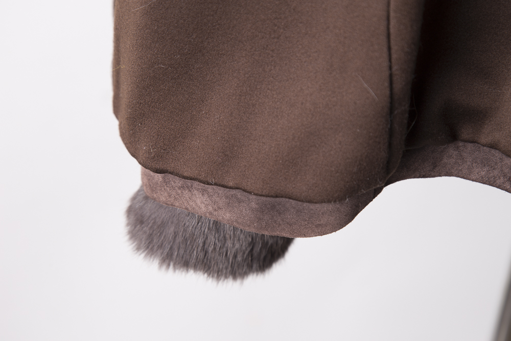 Women's Suede Jacket with Fur Collar