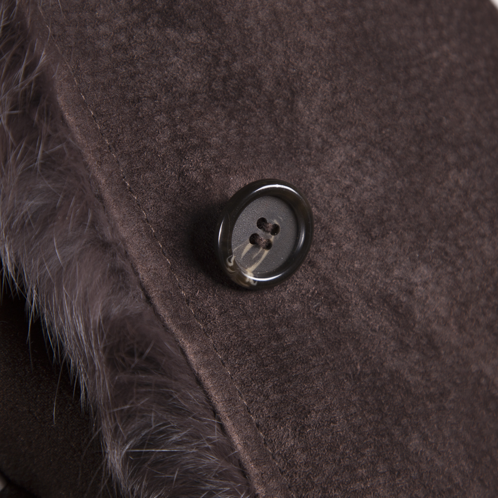 Women's Suede Jacket with Fur Collar