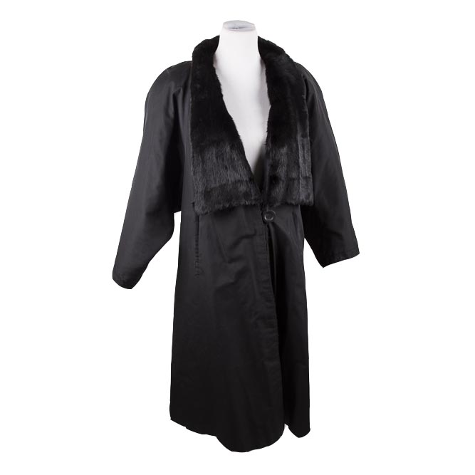 Silk Blend Coat with Mink Collar