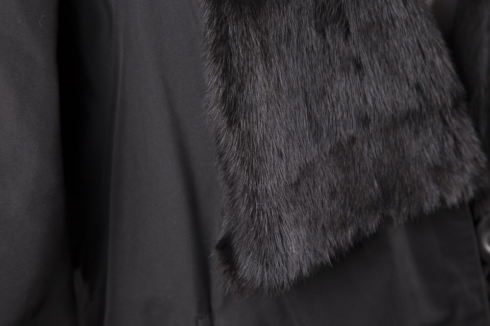 Silk Blend Coat with Mink Collar