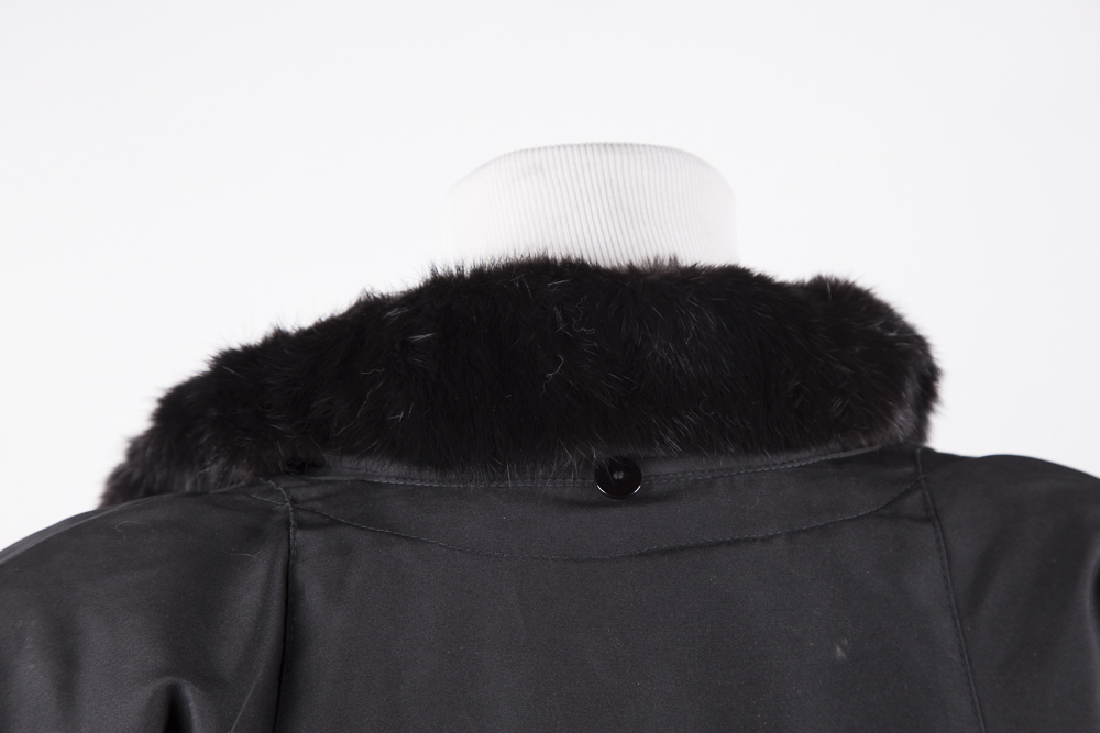 Silk Blend Coat with Mink Collar