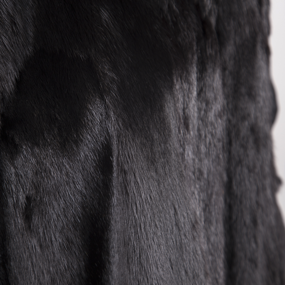 Silk Blend Coat with Mink Collar