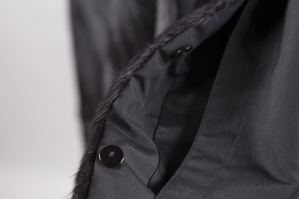 Silk Blend Coat with Mink Collar