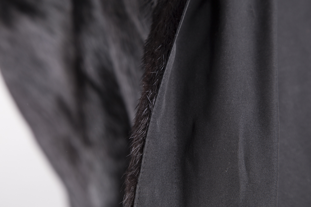 Silk Blend Coat with Mink Collar