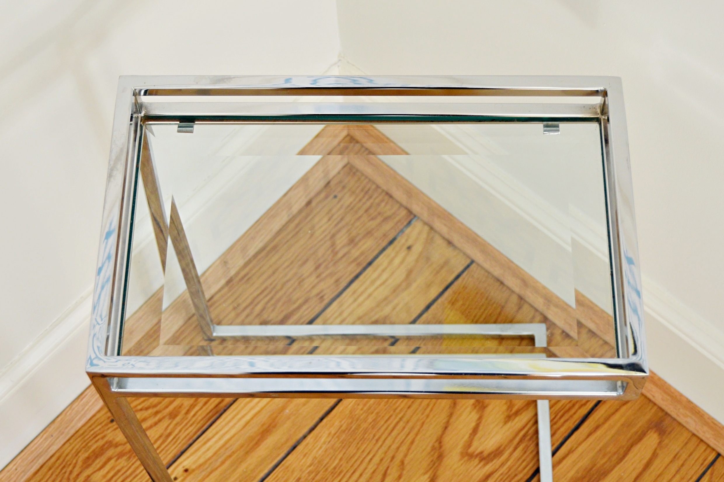 Chrome and Glass Drink Table