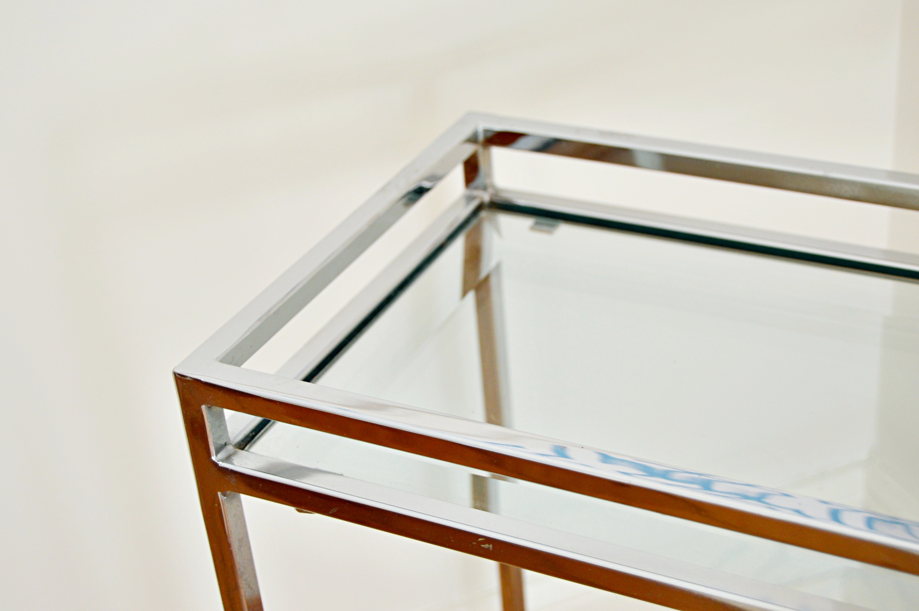 Chrome and Glass Drink Table