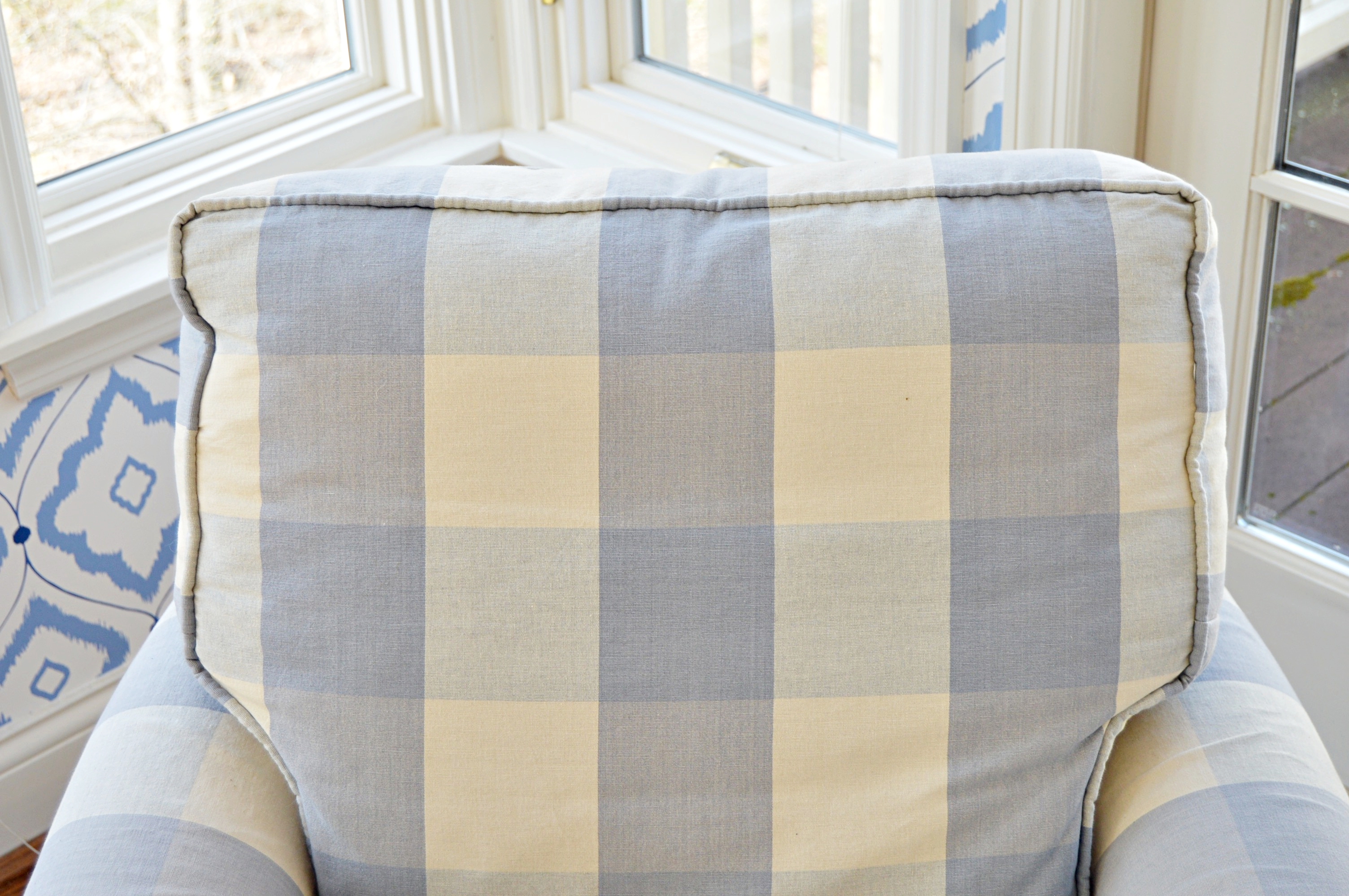 Blue and White Buffalo Check Club Chair