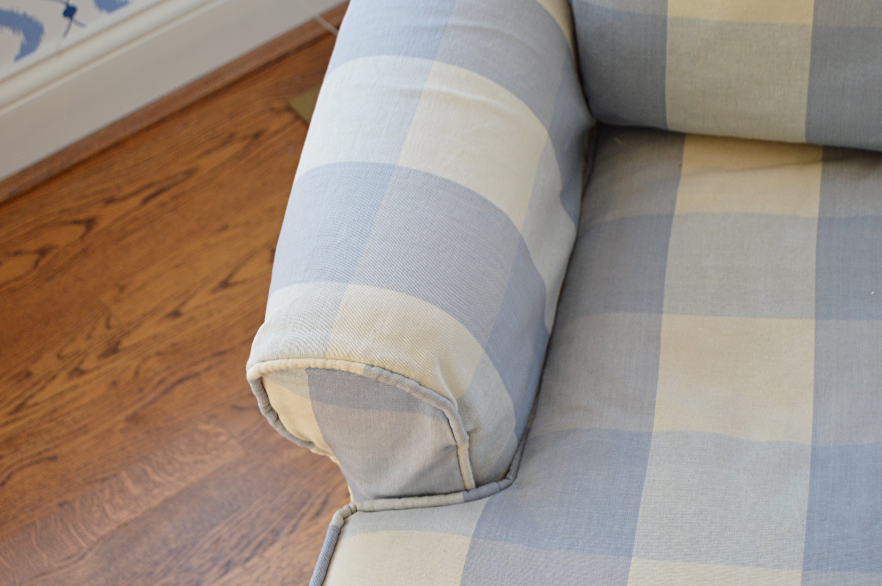 Blue and White Buffalo Check Club Chair