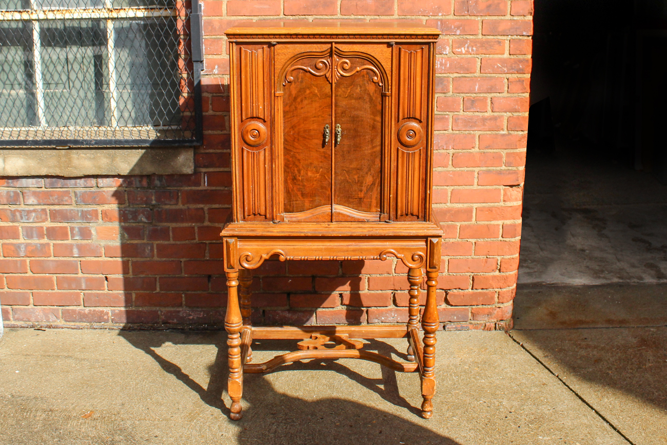 Repurposed Walnut Radio Cabinet Circa 1930s