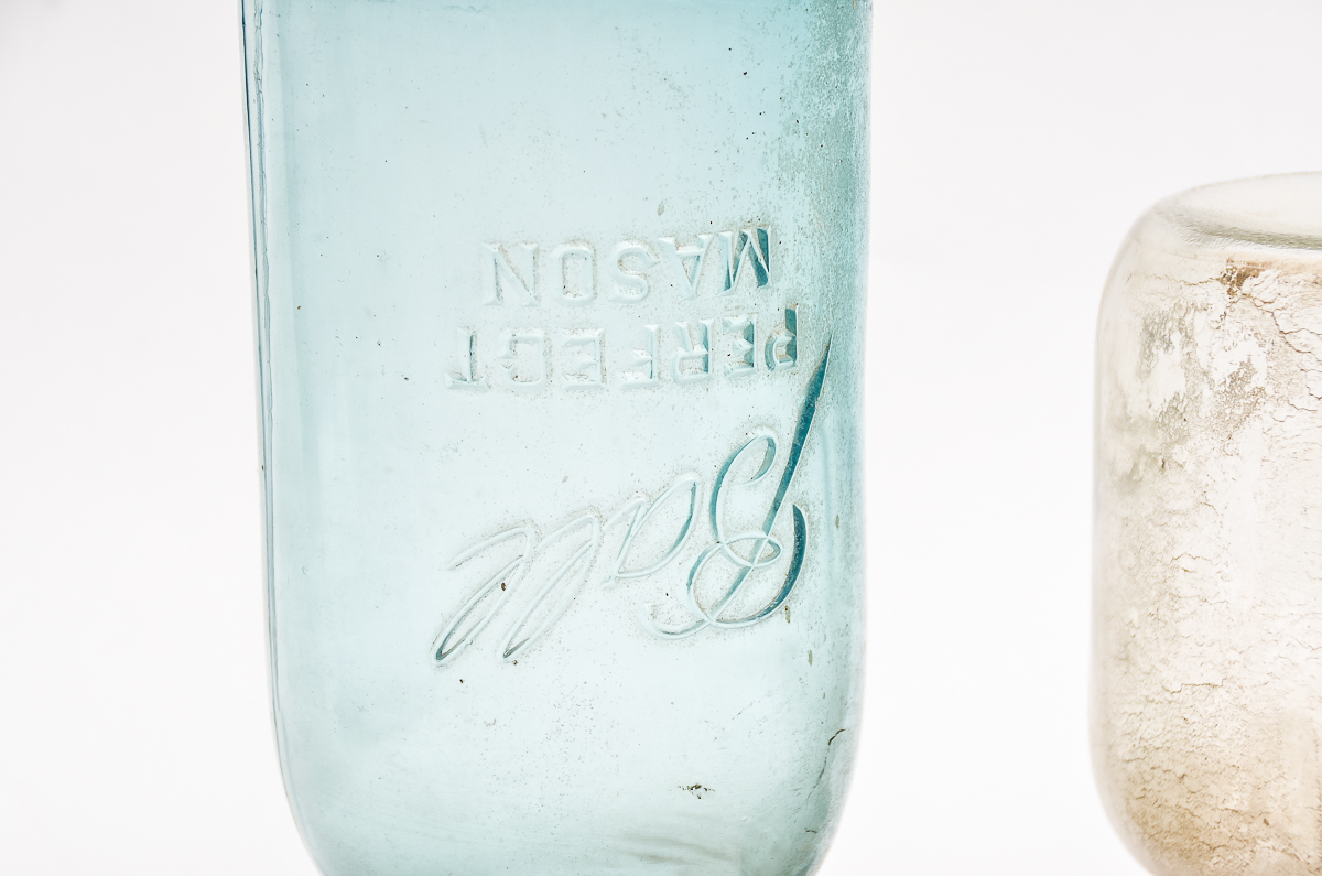 Pair of Vintage Glass Feeders