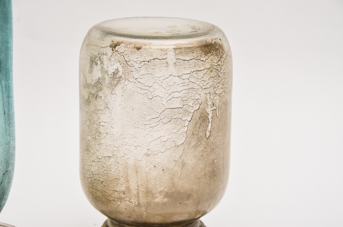 Pair of Vintage Glass Feeders